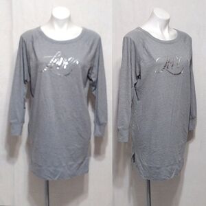 Victoria’s Secret Gray Ribbed Raglan Sleeve Lounge Shirt Dress Small Cozy Chic